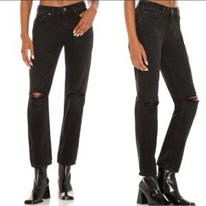 NWT GRLFRND Kate Low Rise Slim Crop Jeans Fifth Avenue Black Size 28